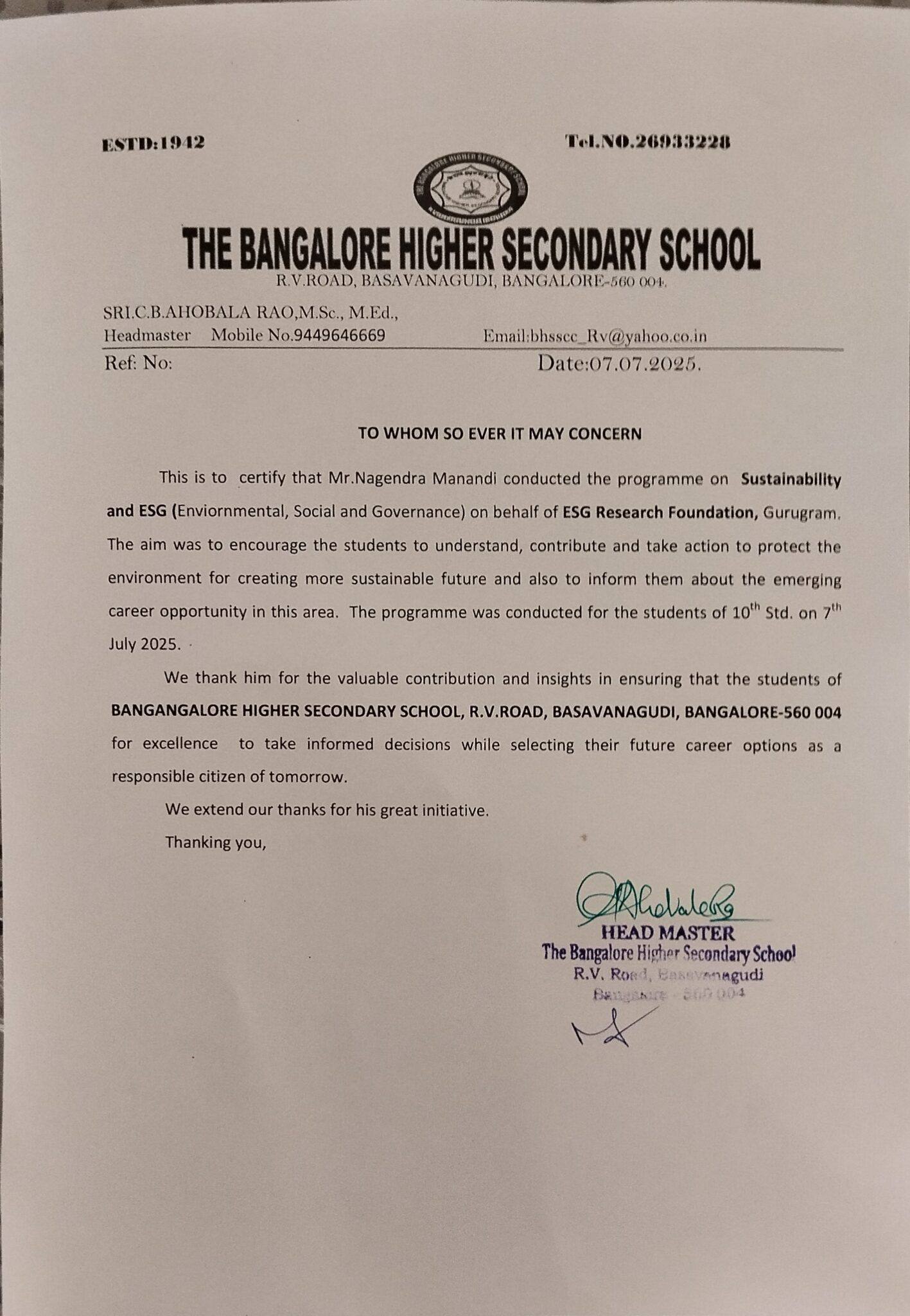 The Bangalore Higher Secondary School image 9